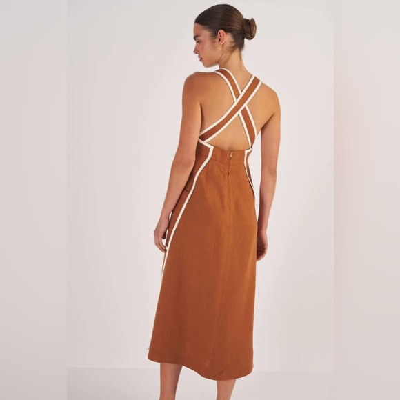 NWT Tuckernuck Oroton Linen Apron Dress | US Sz 10, AU Sz 14 - Picture 2 of 12